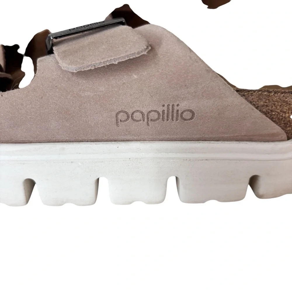Birkenstock Women's Papillio Arizona Chunky Suede Warm Sand Sandal Sz 41